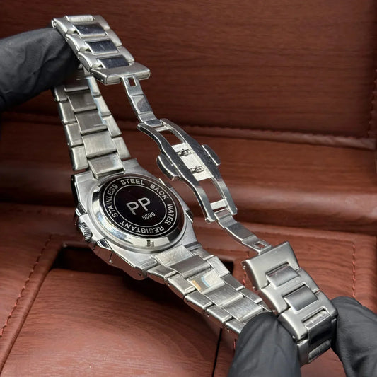 PP silver with white dial with date